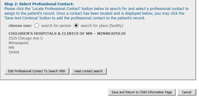 You will now return to the patient s record where the hospital will be listed under
