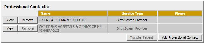 NOTE: To view patient records that your hospital has transferred out, click Transfers on the left menu bar.