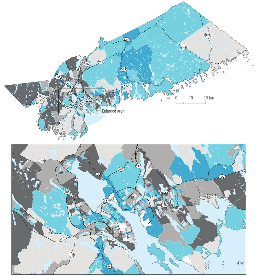 Distribution of Socio-Economic Status in the Halifax CMA Combined (Material and Social) Components of the INSPQ