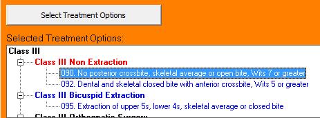 In the Orange treatment options tab, select treatment options from the list that might apply to your patient.