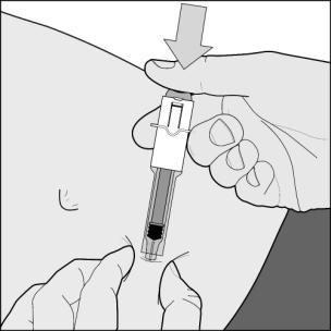 8. Inject ALL of the contents of the syringe by pressing down on the plunger as far as it goes (picture E). Syringe automatic system Picture E 9.