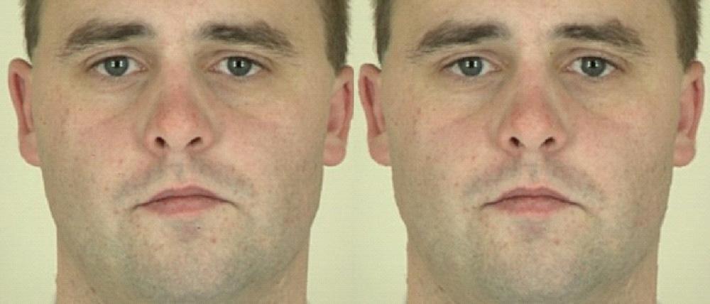 A.C. Little et al. / Biological Psychology 76 (2007) 209 216 213 Fig. 2. Asymmetric original (left) and symmetrical (right) male faces used in Study 1. 6.4.