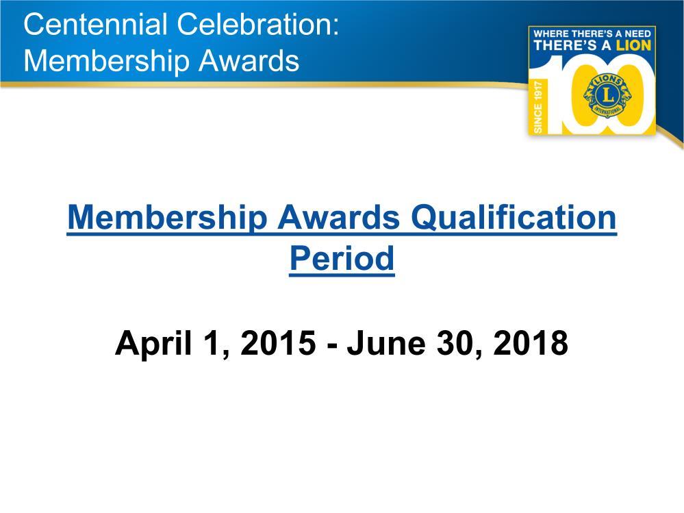 The Centennial Celebration Membership Awards starts