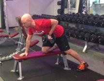DB Row Rest the left hand flat bench or platform, lean over and keep the back flat.