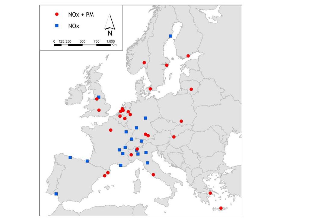 European Multi-center Study on long-term Effects Based on existing cohort studies Joint assessment of spatial variability of air