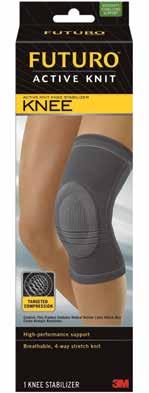 KNEE SUPPORTS Active Knit Knee Stabiliser STABILISING Use for: Sprains, Swelling, Tendonitis, Lateral Support, Patella Tracking Breathable, 4-way stretch knit creates comfortable, custom fit that