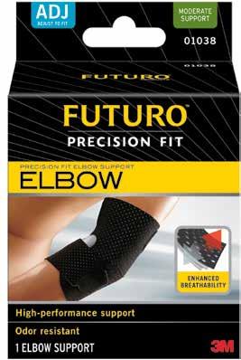 ELBOW SUPPORTS Precision Fit Elbow Support & SPORT Use for: General Soreness, Swelling, Arthritis, Tendonitis Designed to produce targeted compression and support for stiff, weak or injured elbows
