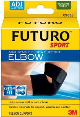 ELBOW SUPPORTS Sport Elbow Support SPORT Use for: Sprains, Strains, Arthritis, Tendonitis Designed to provide strength and support for stiff, weak or injured elbows Neoprene blend helps elbow retain