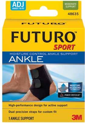 ANKLE SUPPORTS Sport Moisture Control Ankle Support SPORT Use for: General Soreness, Sprains, Swelling, Arthritis Designed to provide strength and support to weak or injured ankles as a result of