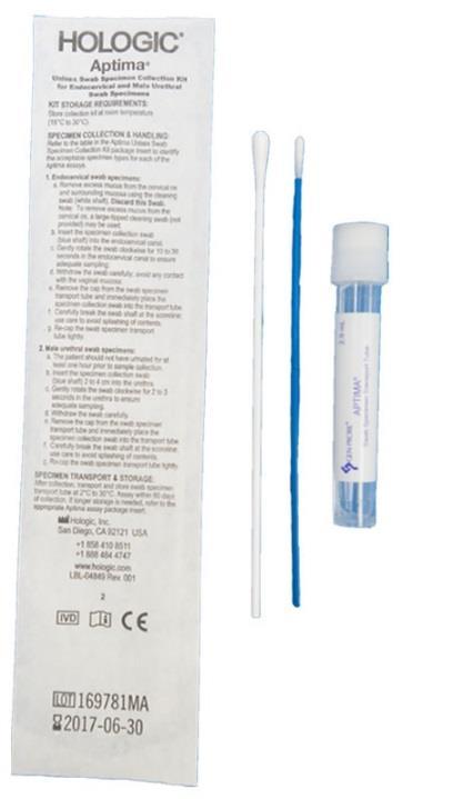 Aptima Unisex Swab Collection Kit (Endocervical and Male Urethral for Chlamydia trachomatis, Neisseria gonorrhoeae, Trichomonas vaginalis, and Mycoplasma genitalium RNA) Includes cleaning swab,