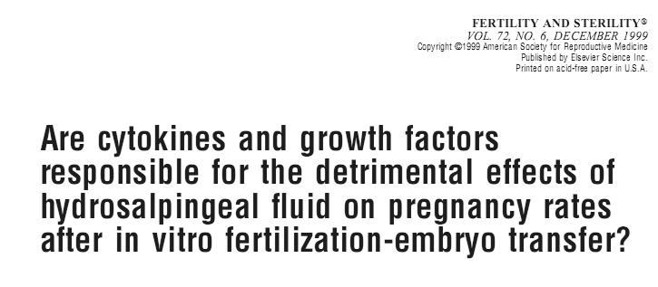 The chemical content of HF does not seem to be remarkably different compared with tubal fluid from healthy fallopian tubes apart from hemoglobin and protein levels in cases with haematosalpix.