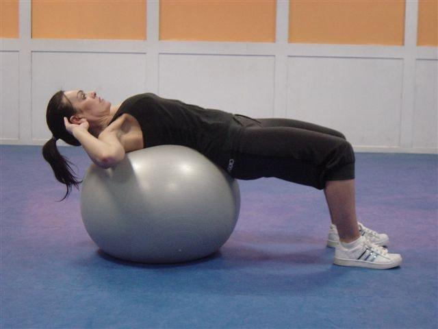 11 Stability Ball Crunch Abdominals Place the ball underneath your lower back.