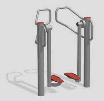 TrackGym Walking trainer Scope of delivery: 2 completely pre-assembled equipment modules 2 foundation anchors 8 M20 nuts with covering caps Exercise guide mounted on the main pillar Item no.