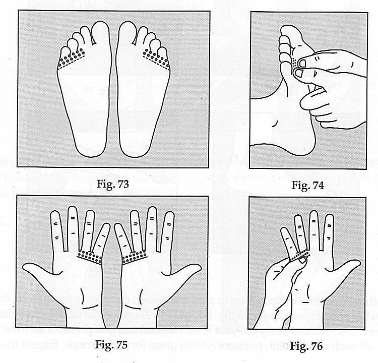 Principal Reflex Centres Related to the Ears The principal reflex centres related to the ears are located on the base of fourth and fifth fingers on the palm and sole (fig.