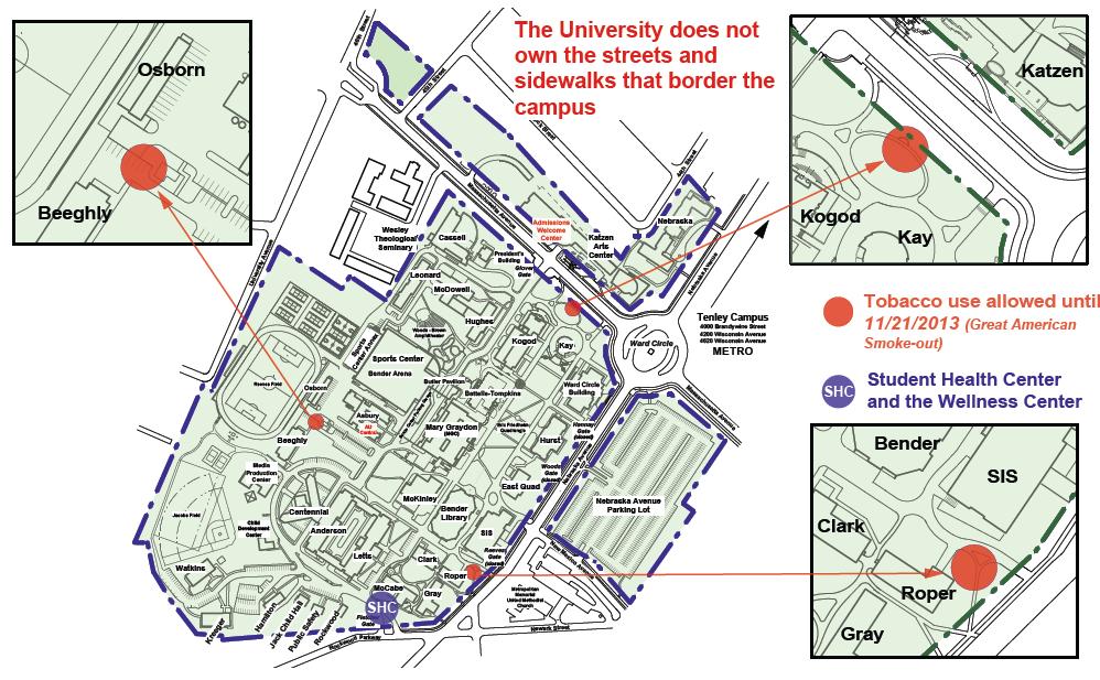 Campus Map Transition Areas Area 1 Area 2 Tobacco use