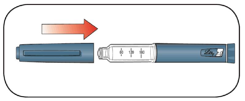 7 Step 15: Replace the Pen Cap by lining up the Cap Clip with the Dose Indicator and pushing straight on.