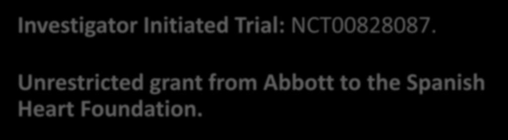 Disclosures Investigator Initiated Trial: NCT00828087.