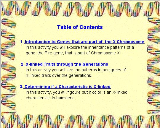 Table of Contents 4.2 1) Introduction to Genes that are part of the X Chromosome Step 1: Remember that the fire-breathing characteristic is part of the X chromosome.