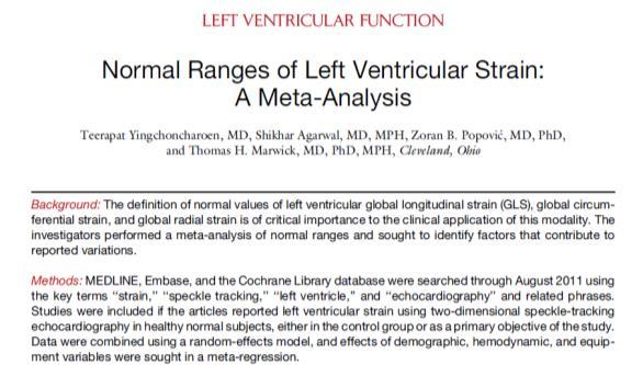 1/3/216 Normal Global Longitudinal Strain N = 2,597 n = 2,597 normal subjects GLS: -15.