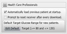 Professional Use: Select if you want the Dexcom receiver to reset its memory after each download