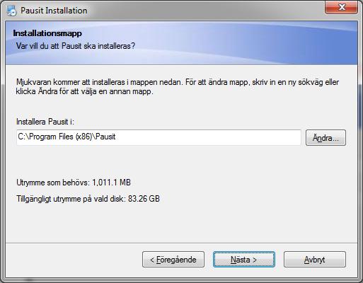 Select the installation folder where the programme is to be installed.