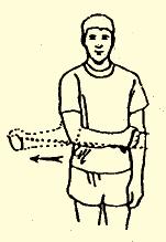 1. External Rotation Attach the theraband at waist level in a door jamb or other.