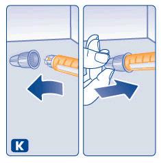 Once the needle is covered, carefully push the outer needle cap completely on and then unscrew the needle. Dispose of it carefully, and put the pen cap back on after every use.