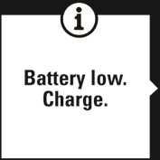 Low Battery Notifications Battery low. Charge The battery charge is low. It is recommended to charge V800. Charge before training The charge is too low for recording a training session.