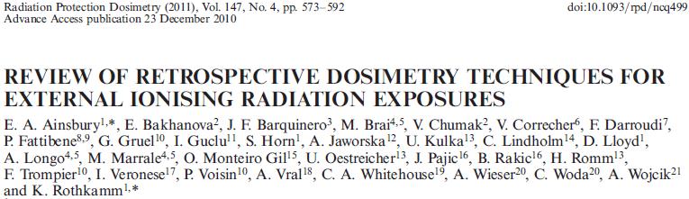 Starting Point: 2 Objective: Review of cases of internal exposures, where biodosimetry + internal dose evaluations where done: >60 publications + unpublished data WG10.
