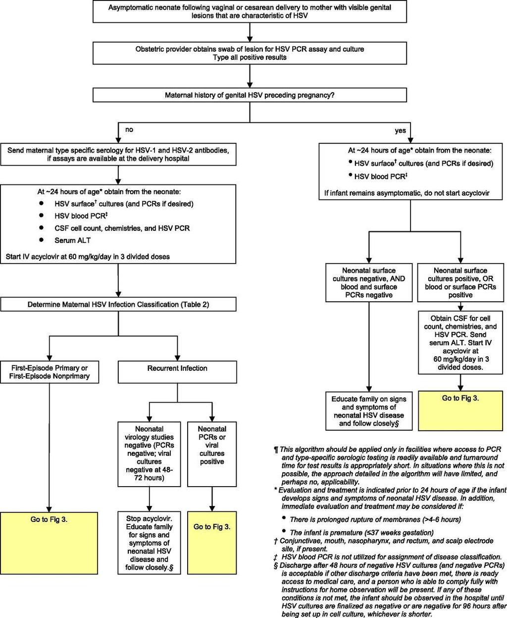 Algorithm for the evaluation of asymptomatic neonates after vaginal or caesarean delivery to women with active
