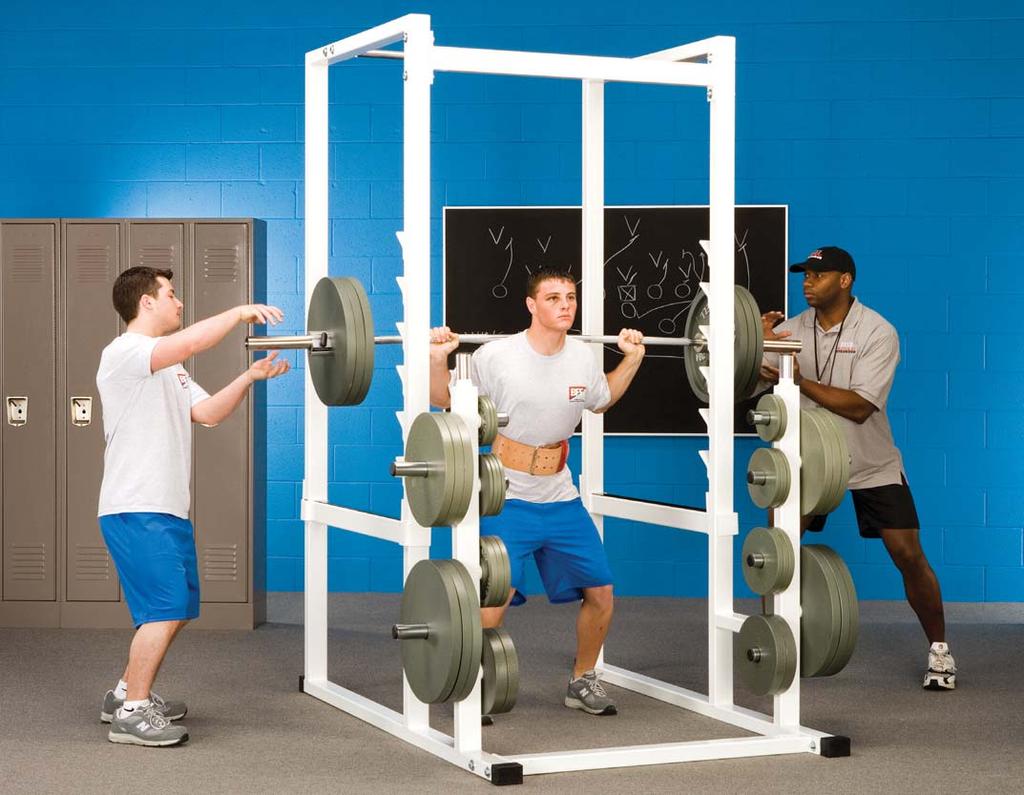 TRAINING & EQUIPMENT The power rack provides maximum safety for performing many core exercises such as squats and bench presses.