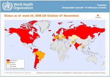 2009 flu pandemic data Area Confirmed deaths Increase in last 7 days Worldwide (total) 7,092 +584 (8%) European Union and EFTA 515 +101 (20%) Other European countries and Central Asia 63 +29 (46%)