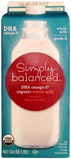 Simply Balanced DHA Omega-3+ Organic Whole Milk Target United States Event Date: Sep 2013 Price: US 4.29 EURO 3.