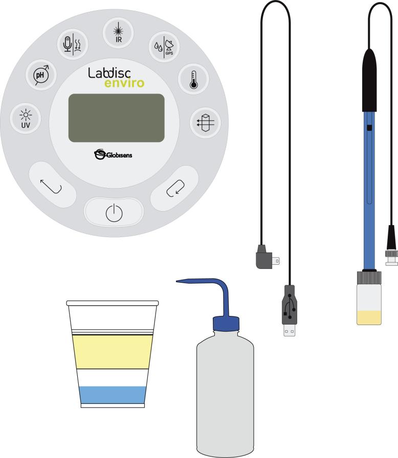 Labdisc USB connector cable Resources and materials ph sensor Tape to mark