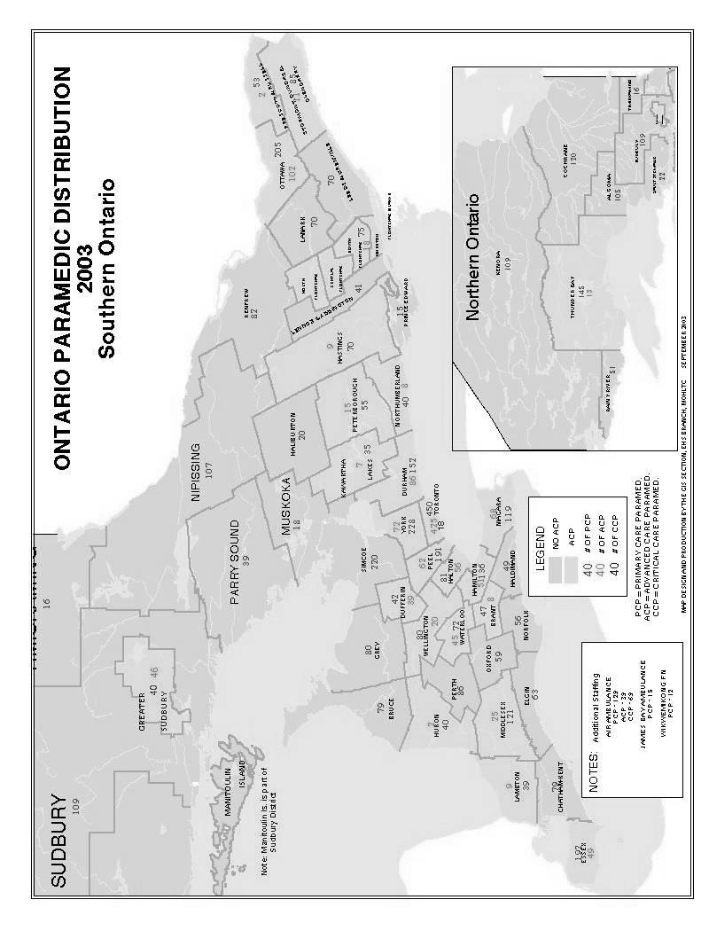Figure 3 Ontario Paramedic Distribution, 2003