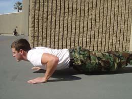 Figure 2: The Down position of the push-up notice the arms