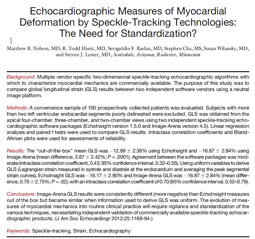 Echocardiographic Measures of