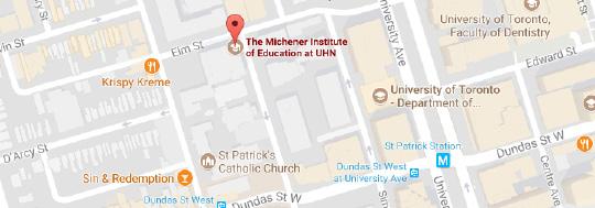 LOCATION This year s Toronto Geriatrics Update Course will be held at The Michener Institute located at 222 St. Patrick Street, one block north of Dundas Street two blocks west of University Avenue.