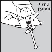 Be careful that it does not fall over. DO NOT touch the vial adapter. While holding the vial, push the white plunger rod all the way down. This step is important to get the proper dose.