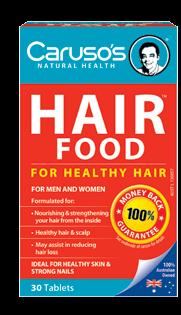 If you are losing your hair, Caruso s Hair Food may help you. A deficiency of Biotin is associated with hair loss and dandruff production.
