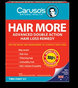 If you are losing your hair, you should try Caruso s Hair More Kit, which is an advanced, double action hair loss remedy!