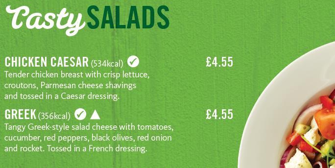 meals on offer Highlight under 600 kcal options Helpful for customer to