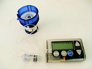 An insulin pump and infusion set.