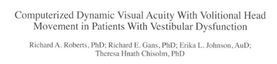 LogMAR LogMAR 1. Reading acuity* scores were significantly worse in children with vestibular loss 2. Reading acuity scores correlated with dynamic visual acuity.