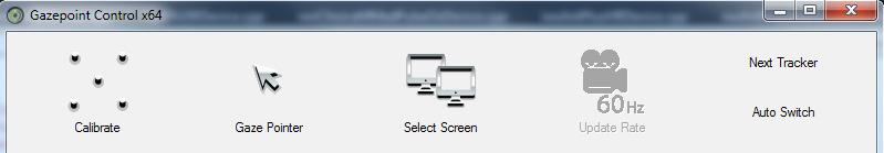 Figure HP-17-S5: Eye tracking calibration window. 5. Choose the screen that the subject will be using. Then calibrate the Eye Tracker. 6.