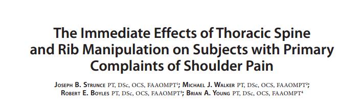 21 Subjects received thoracic or rib manipulation in the presence of shoulder pain.