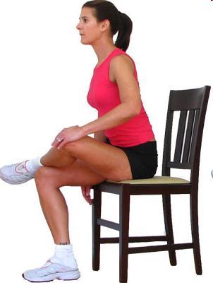 Stretch #4 While seated, cross affected ankle onto opposite knee. Lean forward. Feel stretch in buttock.