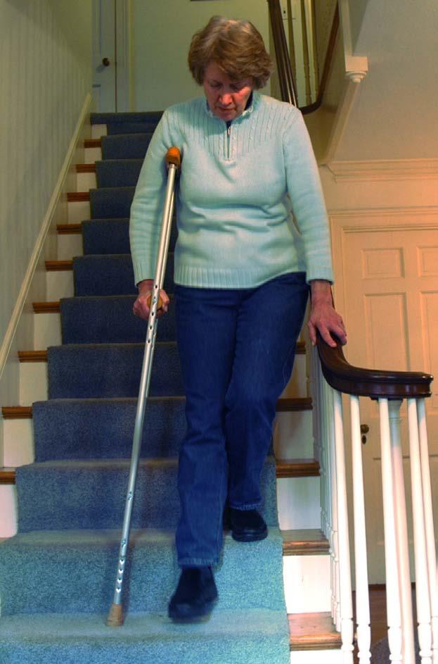 Using a walker: Place walker one step ahead of you Lean into it and pick up the operated leg, bend the knee and step forward, planting the heel down