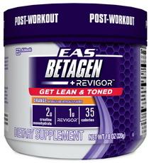 EAS BetaGen For those who seek to get lean and toned. The combination of creatine and Revigor, the amino acid metabolite HMB, has been clinically shown to improve muscle strength and body composition.
