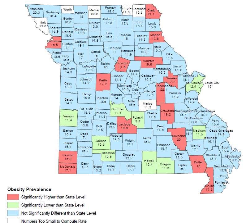 Prevalence of Obesity among WIC Children (2-4 years) in Missouri, 2013-2015 Source: MO